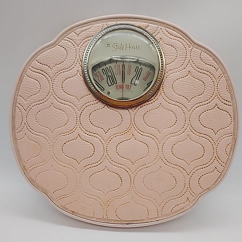 1960's Floral Vintage MCM Quilted Pink Style House Bathroom Scale Auto Zero
